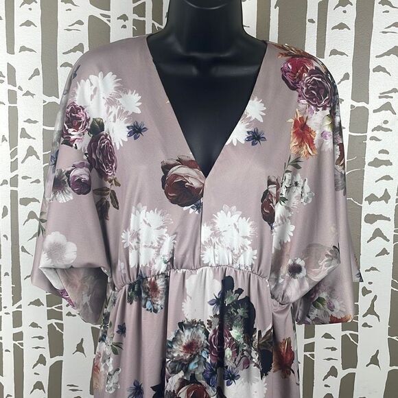 ASOS Floral Print Dolman Sleeve Empire Waist Midi Dress 8 - Picture 9 of 12